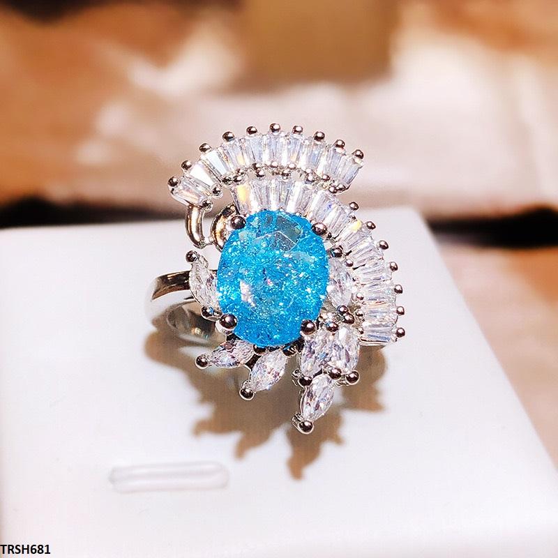 TRSH681 KYC Blue Oval Stone Ring Adjustable