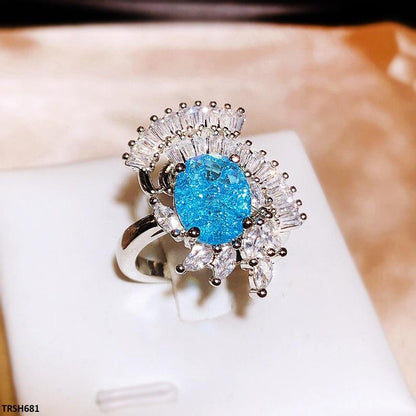 TRSH681 KYC Blue Oval Stone Ring Adjustable