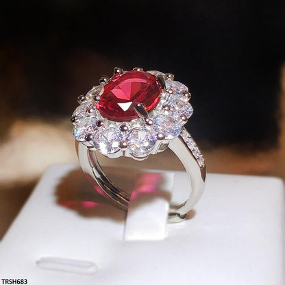TRSH683 KYC Red Oval Stone Ring