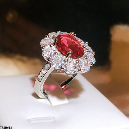 TRSH683 KYC Red Oval Stone Ring