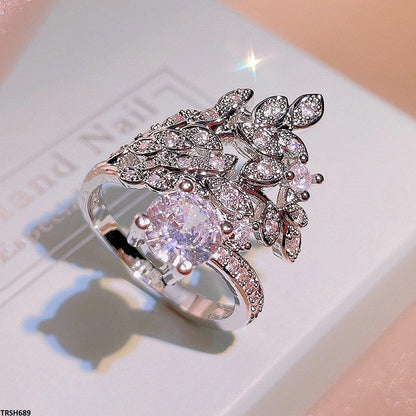 TRSH689 KYC Leaf Oval Stone Ring