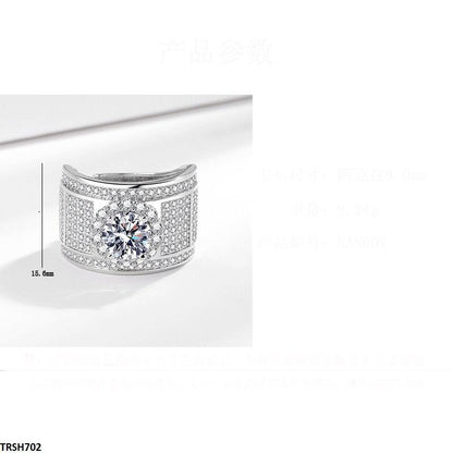 TRSH702-BLX TRSH702 BLX Pave Round Stone Ring Adjustable