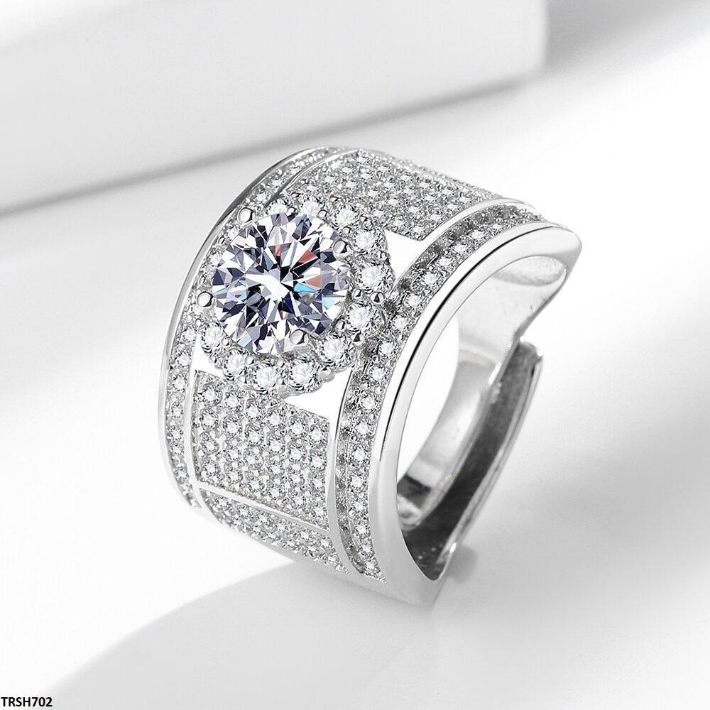 TRSH702-BLX TRSH702 BLX Pave Round Stone Ring Adjustable