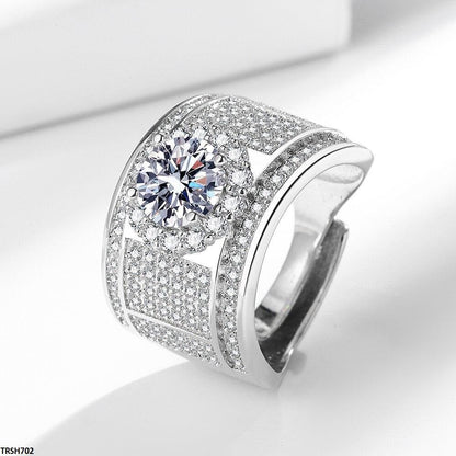 TRSH702-BLX TRSH702 BLX Pave Round Stone Ring Adjustable