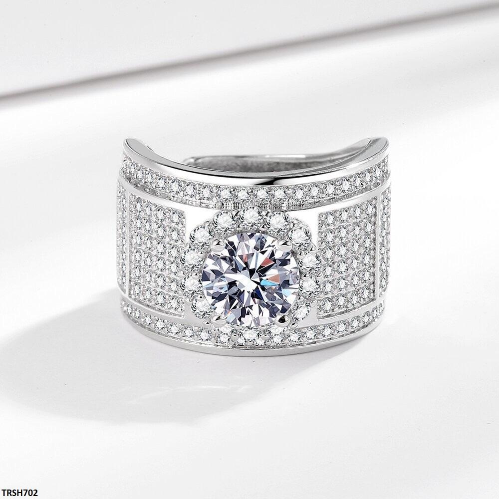 TRSH702-BLX TRSH702 BLX Pave Round Stone Ring Adjustable