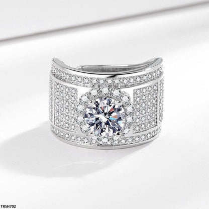 TRSH702-BLX TRSH702 BLX Pave Round Stone Ring Adjustable