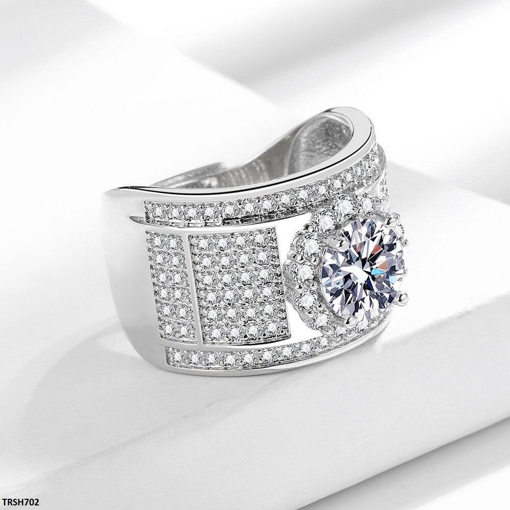 TRSH702-BLX TRSH702 BLX Pave Round Stone Ring Adjustable