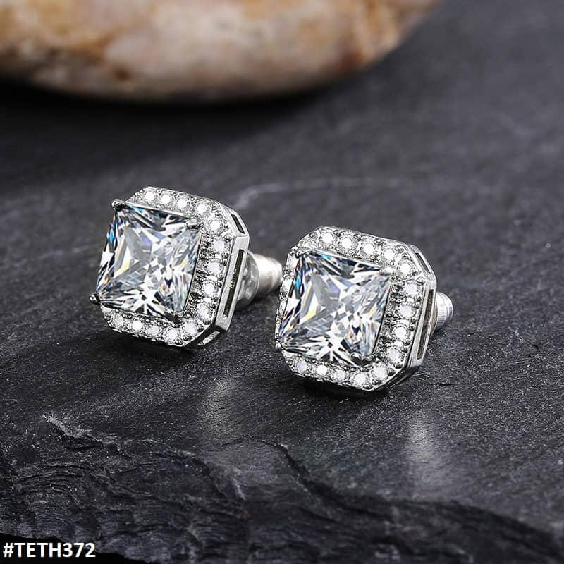 TETH372 CSH Square Stud Zircon Pair