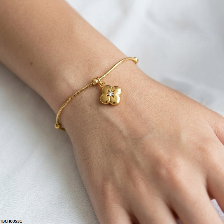 TBCH00531 MSJ Stainless Steel Flower Drop Bracelet - TBCH