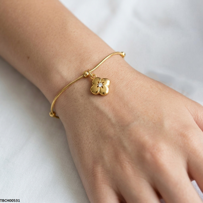 TBCH00531 MSJ Stainless Steel Flower Drop Bracelet - TBCH