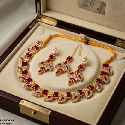 PNSH00041 MZM Marquise  Necklace Set - PNSH