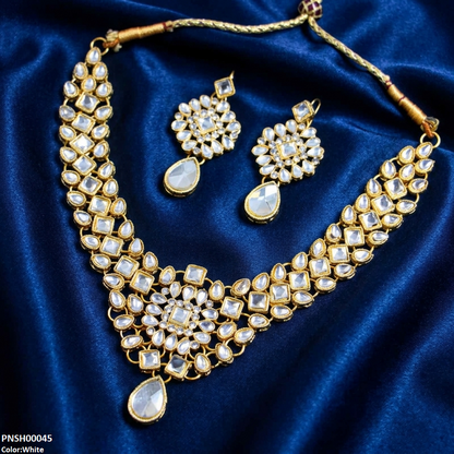 PNSH00045 FRN  Flower Tear Drop Necklace Set - PNSH