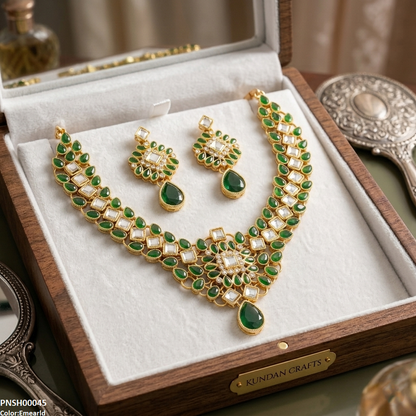 PNSH00045 FRN  Flower Tear Drop Necklace Set - PNSH
