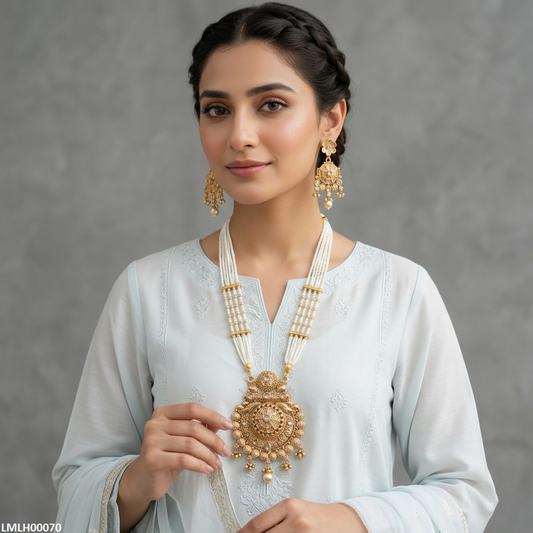 LMLH00070 ANI Round Pearl Drop Mala Set - LMLH