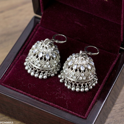PEJH00053 SDQ Tear Stone  Pearl Drop Jhumki - PEJH