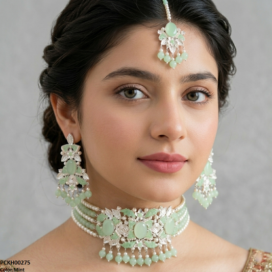 PCKH00275 SDQ Oval Pearl Drop Choker Set - PCKH