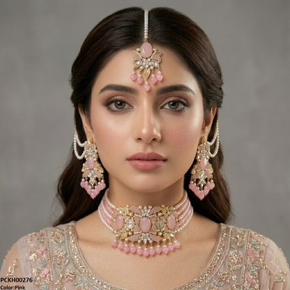 PCKH00276 SDQ Oval Pearl Drop Choker Set - PCKH