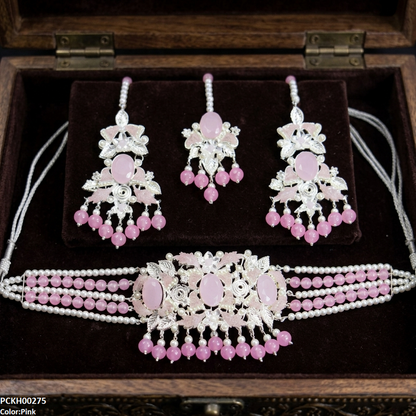 PCKH00275 SDQ Oval Pearl Drop Choker Set - PCKH