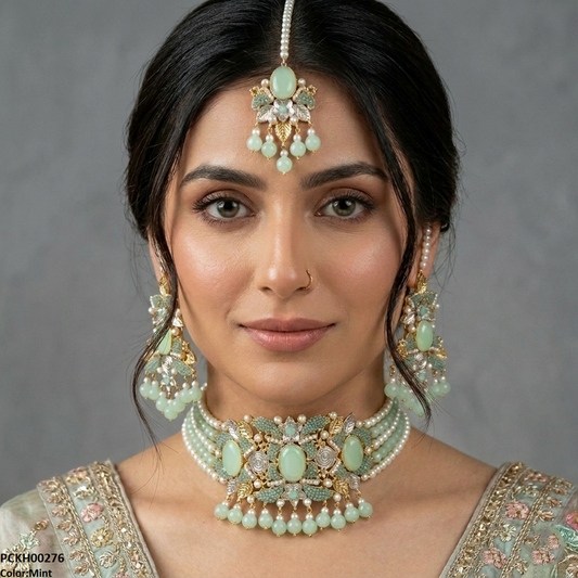 PCKH00276 SDQ Oval Pearl Drop Choker Set - PCKH