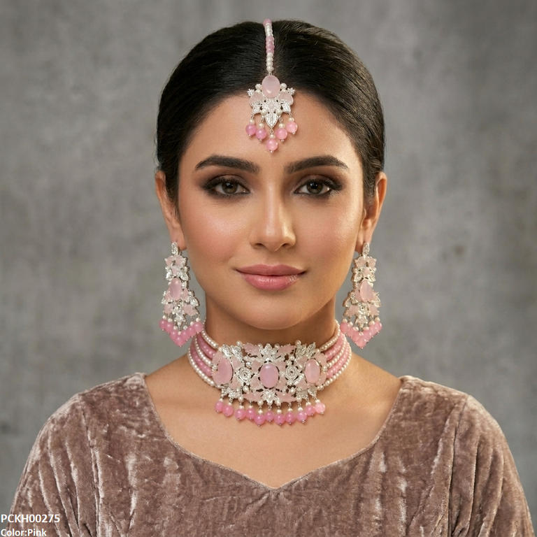PCKH00275 SDQ Oval Pearl Drop Choker Set - PCKH