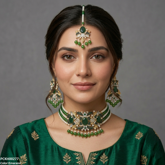 PCKH00277 SDQ Oval Pearl Drop Choker Set - PCKH