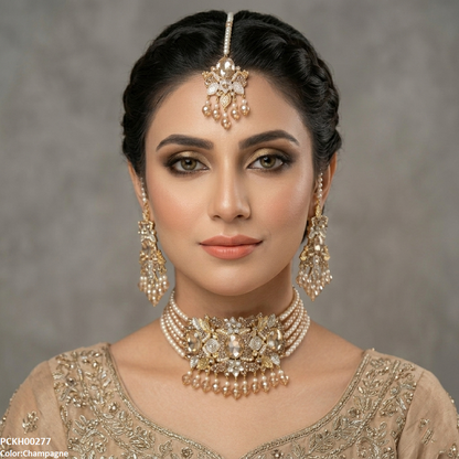 PCKH00277 SDQ Oval Pearl Drop Choker Set - PCKH
