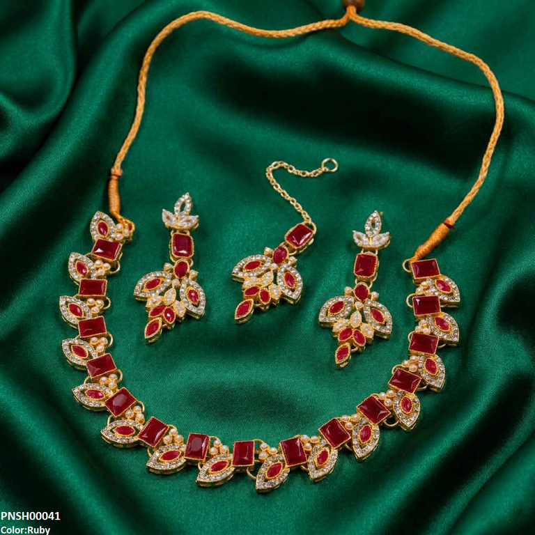 PNSH00041 MZM Marquise  Necklace Set - PNSH