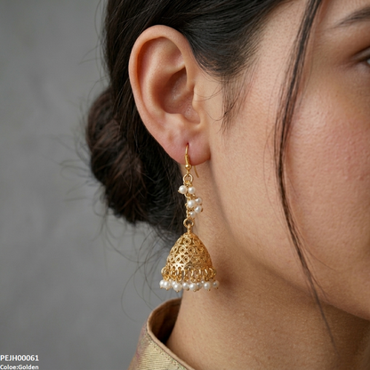 PEJH00061 ABD Round Pearl Drop Jhumki - PEJH