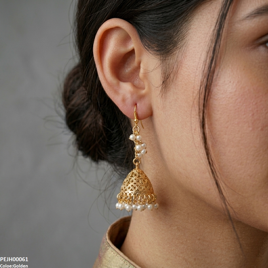 PEJH00061 ABD Round Pearl Drop Jhumki - PEJH