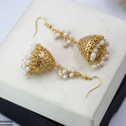 PEJH00061 ABD Round Pearl Drop Jhumki - PEJH