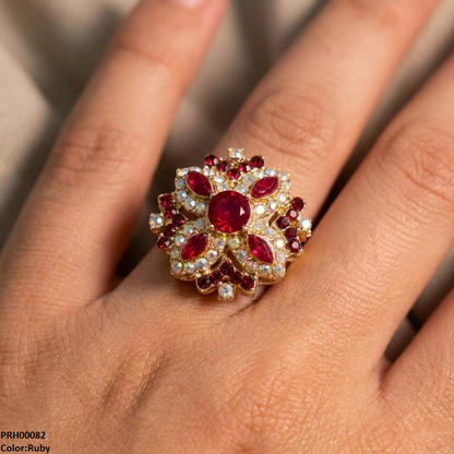 PRH00082 ABD Marquise Flower Ring Adjustable  - PRH