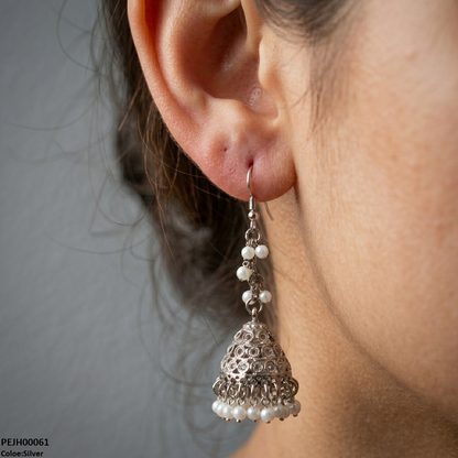 PEJH00061 ABD Round Pearl Drop Jhumki - PEJH