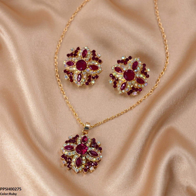 PPSH00275 ABD Marquise Flower Pedant Set - PPSH