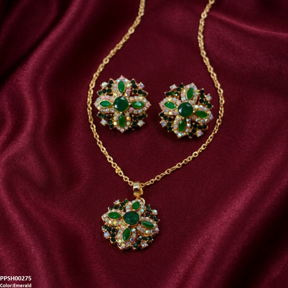 PPSH00275 ABD Marquise Flower Pedant Set - PPSH