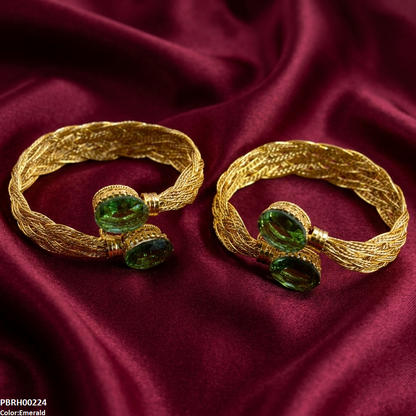 PBRH00224 MZM Oval Stone Bangles - PBRH