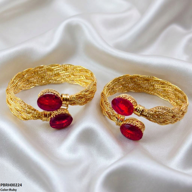 PBRH00224 MZM Oval Stone Bangles - PBRH