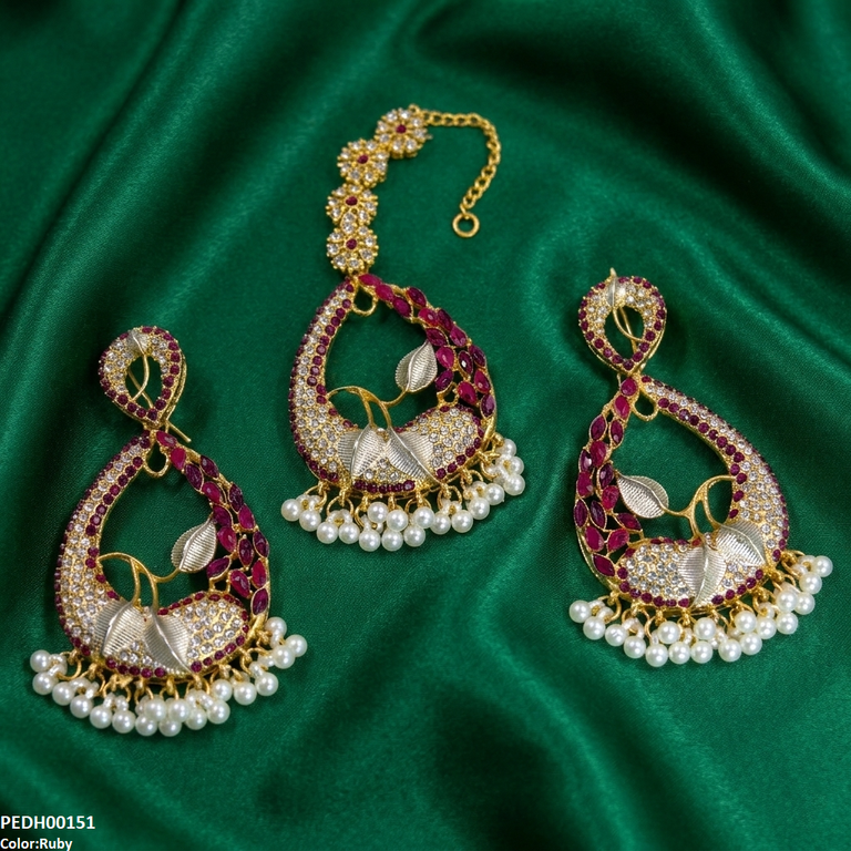 PEDH00151 FRN Tear Leaf Jhumki Drop Earrings - PEDH