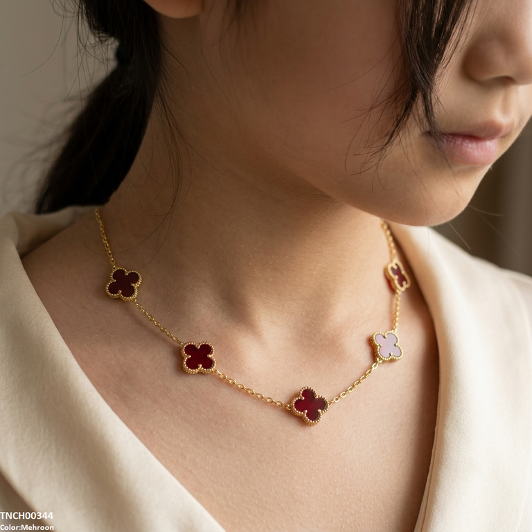 TNCH00344 MMJ  Stainless Steel Flower Necklace - TNCH