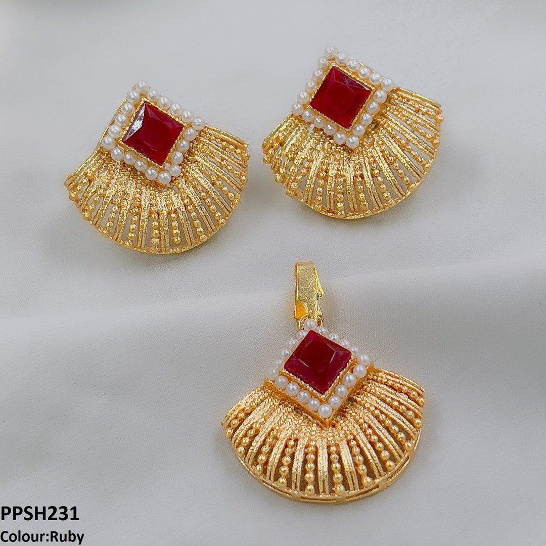 PPSH231 MZM Pearl Square Pendant Set