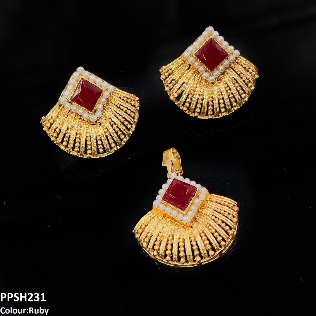 PPSH231 MZM Pearl Square Pendant Set