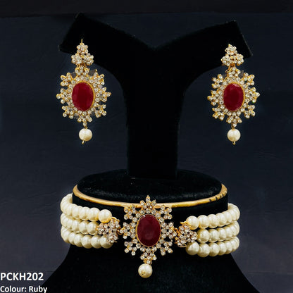 PCKH202 FRN Oval Pearl Choker Set