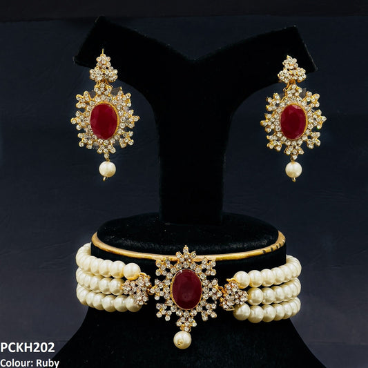 PCKH202 FRN Oval Pearl Choker Set