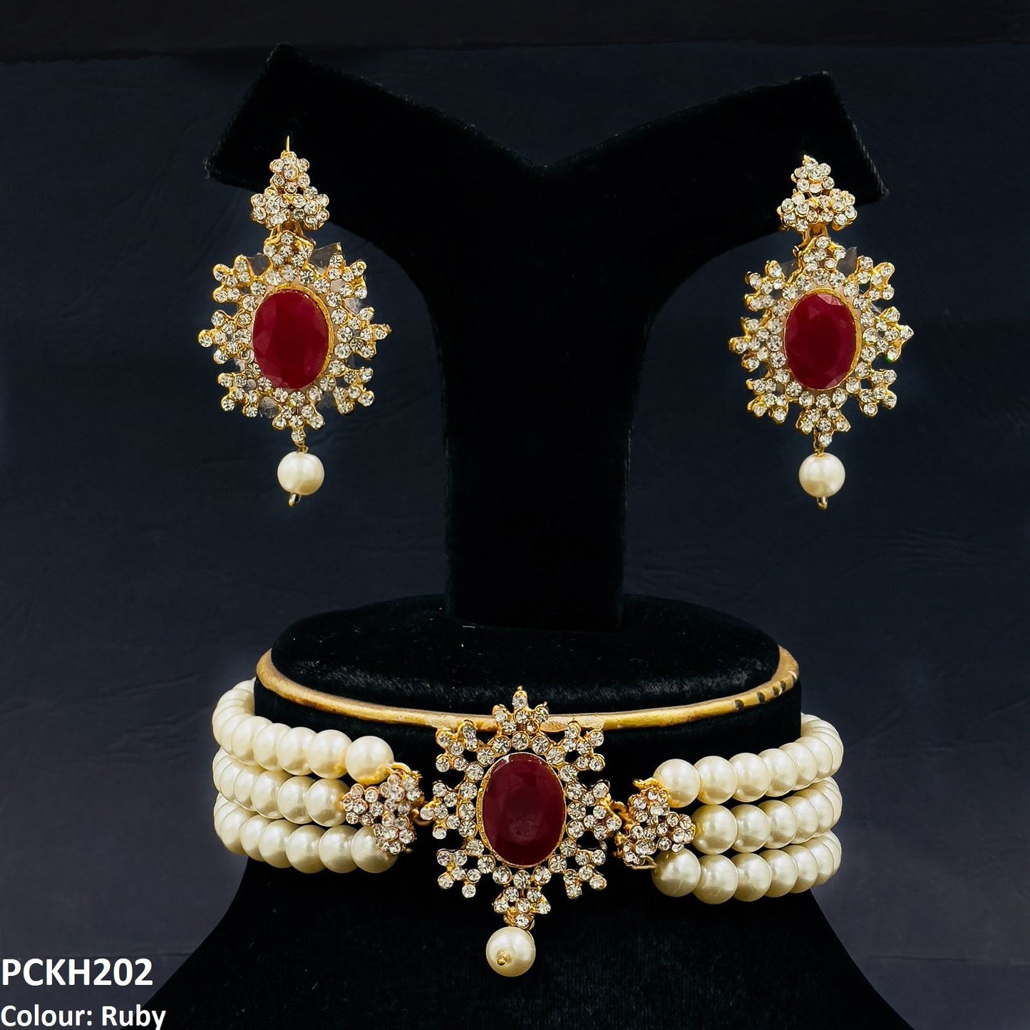 PCKH202 FRN Oval Pearl Choker Set