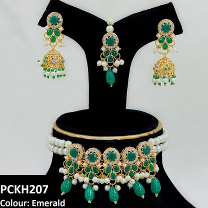 PCKH207 SDQ Circle/Tear Pearl Drop Choker Set