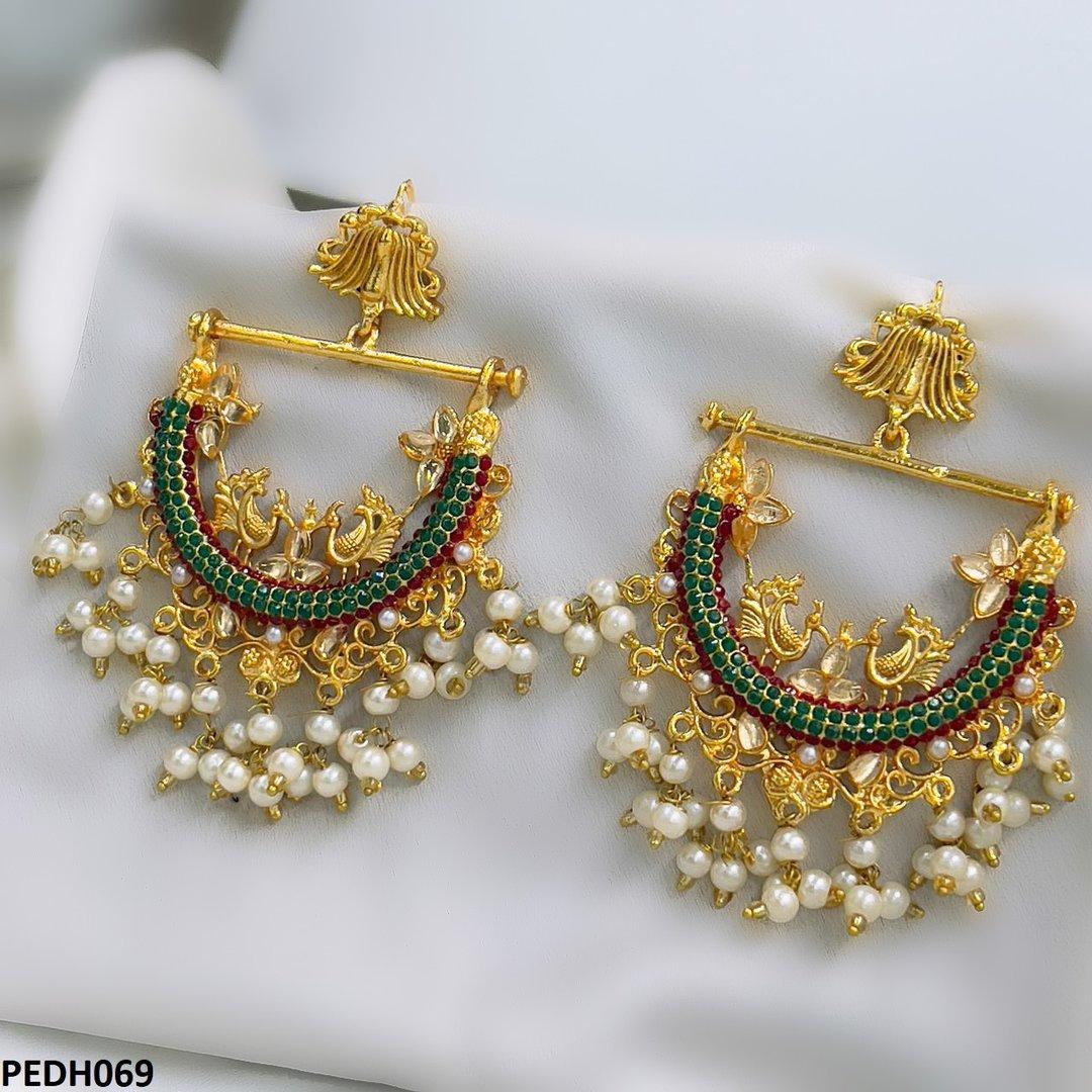 PEDH069 FRN Peacock Ear Drop Pair