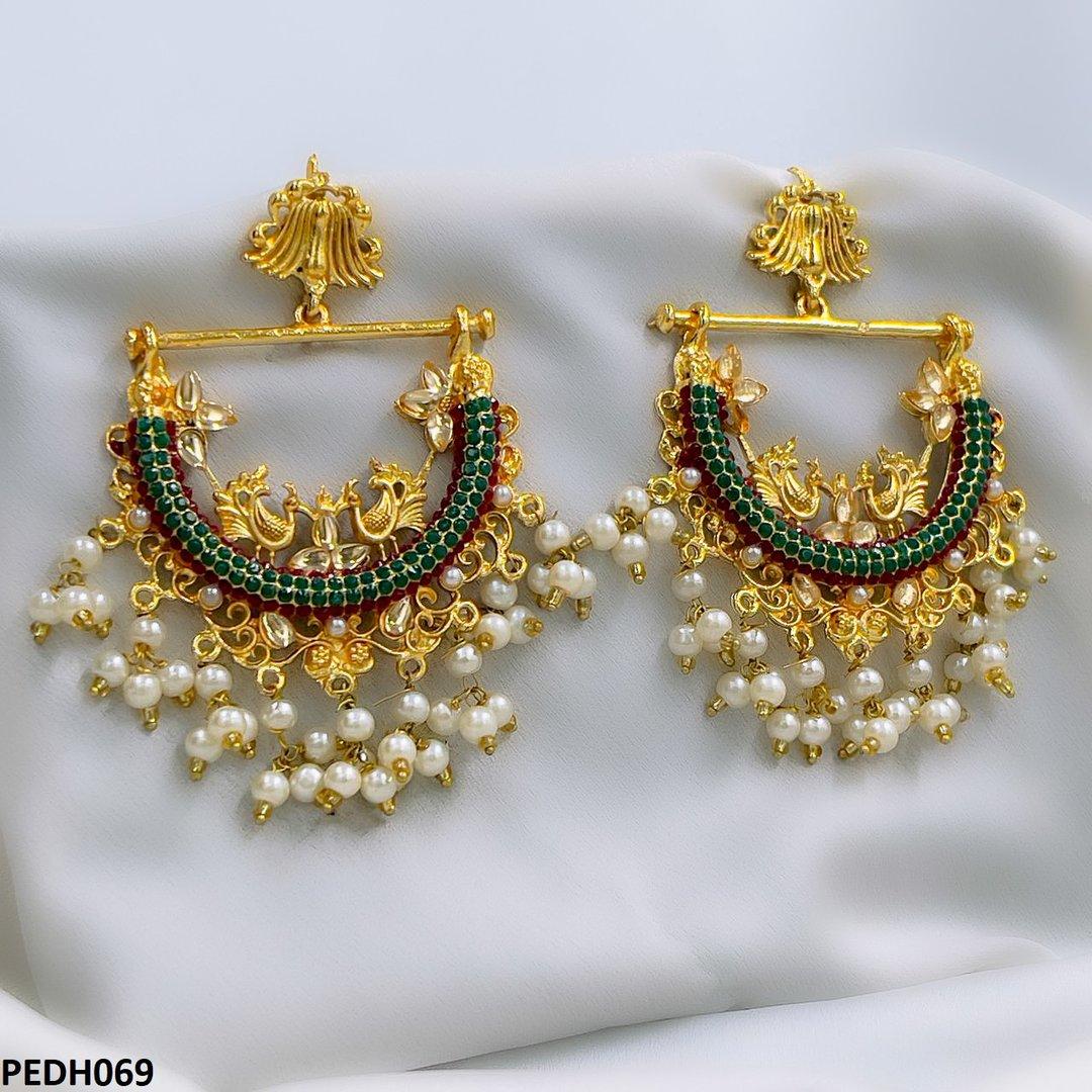 PEDH069 FRN Peacock Ear Drop Pair