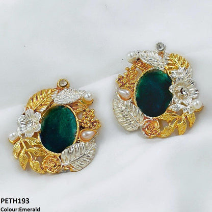 PETH193 SDQ Painted Oval-Leaf Tops Pair