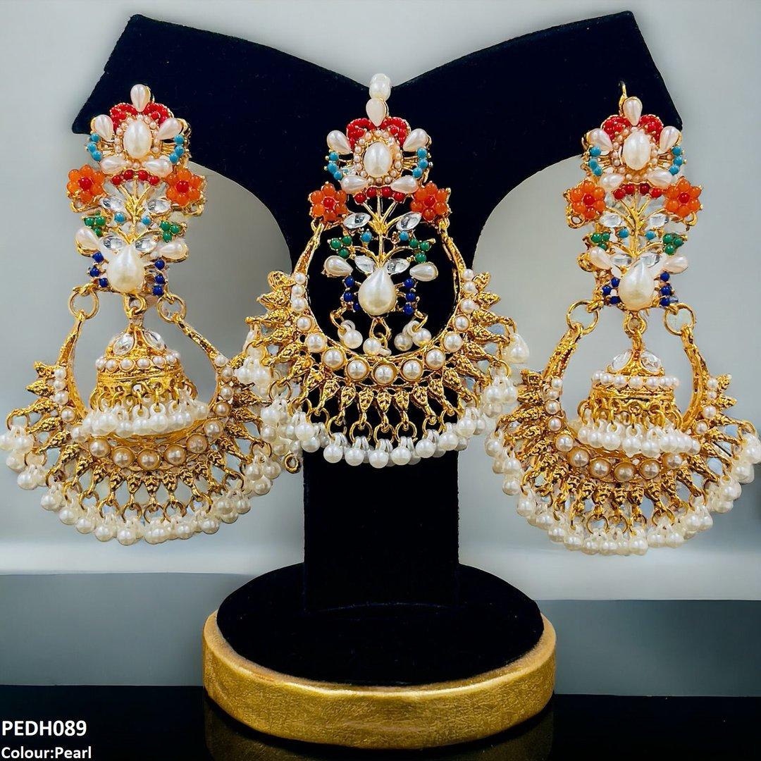 PEDH089 SDQ Flower Jhumki Drop Earrings