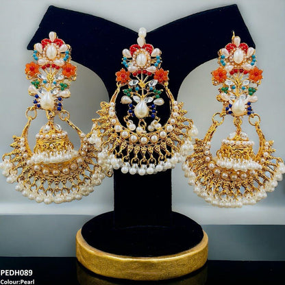 PEDH089 SDQ Flower Jhumki Drop Earrings