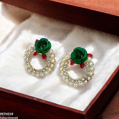 PETH219 SDQ Pearl Round Flower Tops Pair